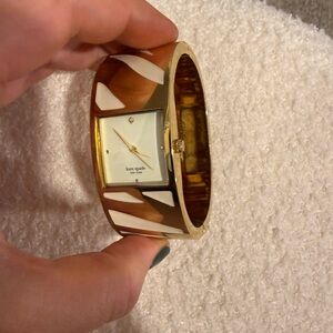 Kate Spade Gold and White Geometric Bangle Watch